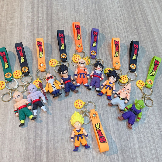 2022 Dragon Ball Z Keychain Anime Figure Trunks Son Goku Silicone Doll School Keychain Pendant Car Keyring Gift Kid Cute Hot