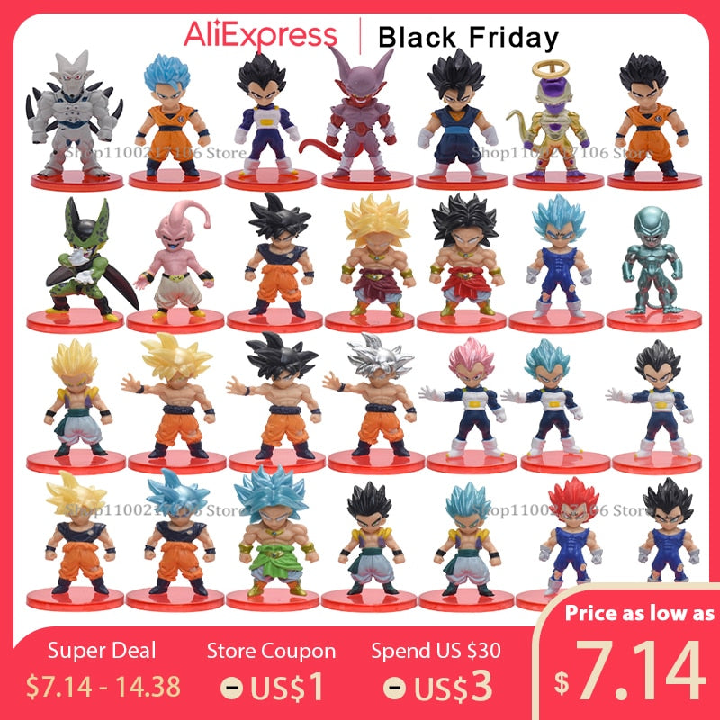 8/21pcs Dragon Ball Z Goku Vegeta Freeza Broly Action Anime Figure Draognball Super Saiyan Figura PVC Model Dolls Birthday Gifts