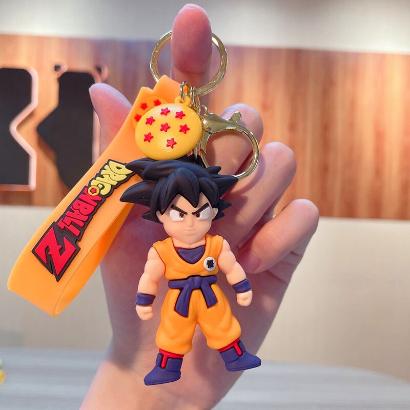 2022 Dragon Ball Z Keychain Anime Figure Trunks Son Goku Silicone Doll School Keychain Pendant Car Keyring Gift Kid Cute Hot