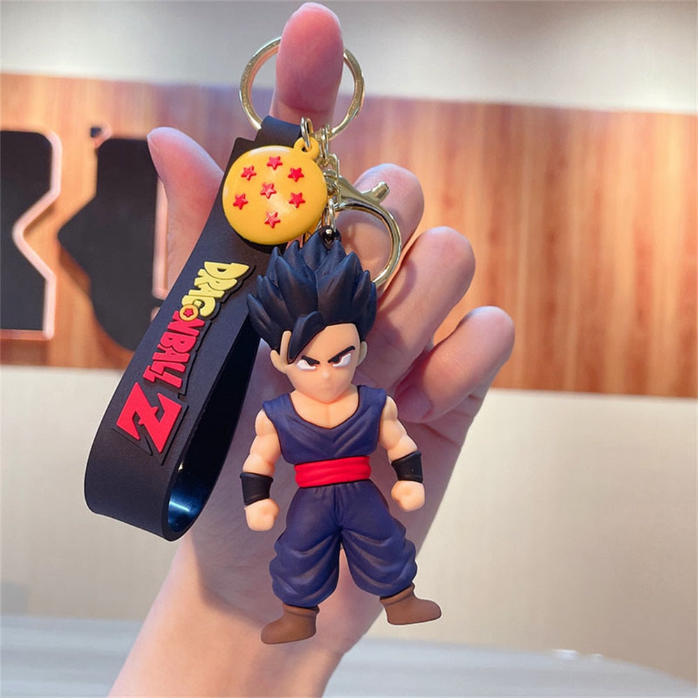 2022 Dragon Ball Z Keychain Anime Figure Trunks Son Goku Silicone Doll School Keychain Pendant Car Keyring Gift Kid Cute Hot