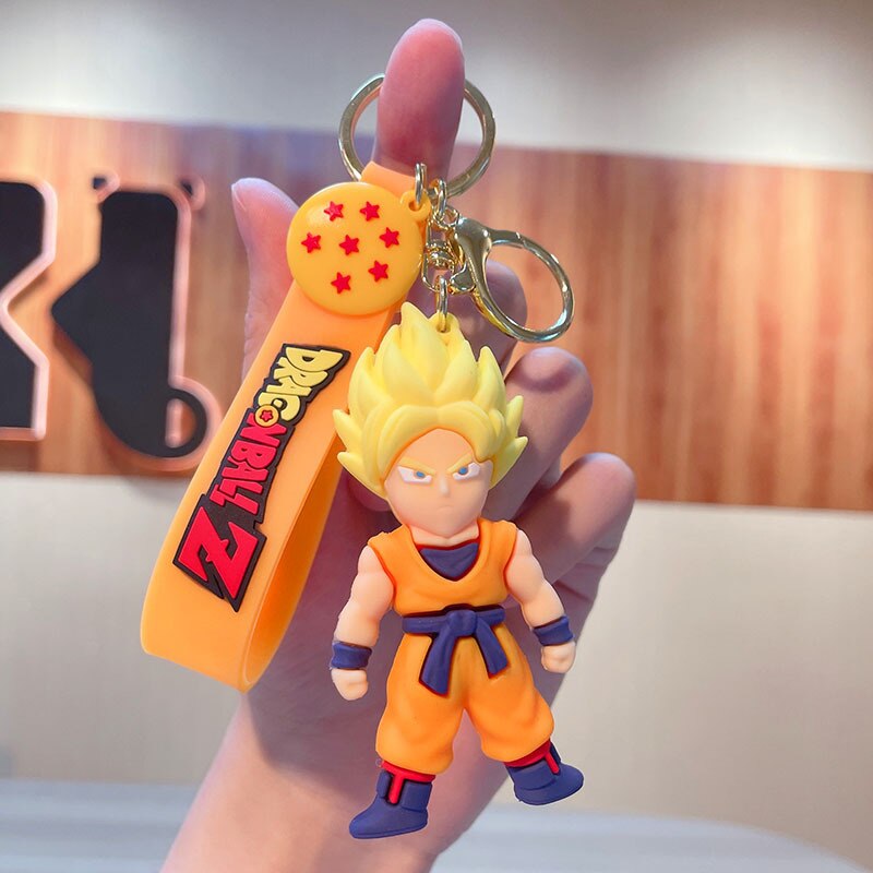 2022 Dragon Ball Z Keychain Anime Figure Trunks Son Goku Silicone Doll School Keychain Pendant Car Keyring Gift Kid Cute Hot
