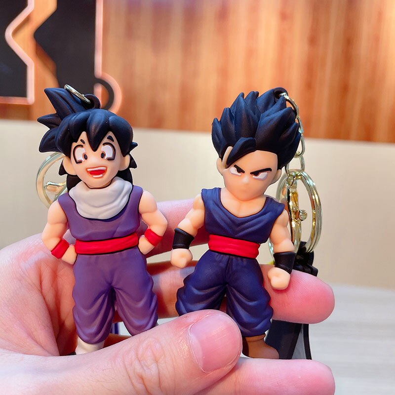 2022 Dragon Ball Z Keychain Anime Figure Trunks Son Goku Silicone Doll School Keychain Pendant Car Keyring Gift Kid Cute Hot