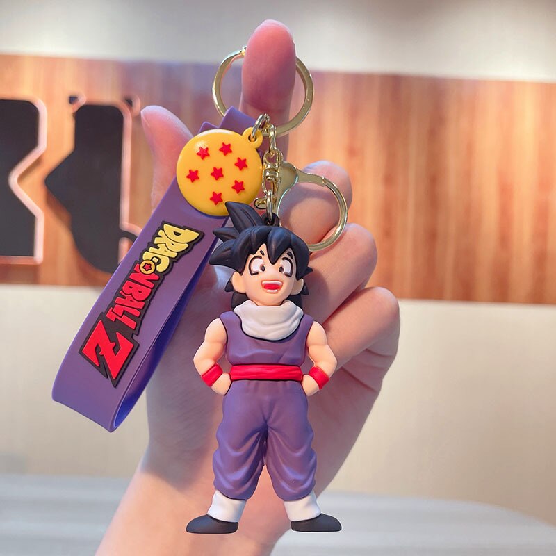 2022 Dragon Ball Z Keychain Anime Figure Trunks Son Goku Silicone Doll School Keychain Pendant Car Keyring Gift Kid Cute Hot