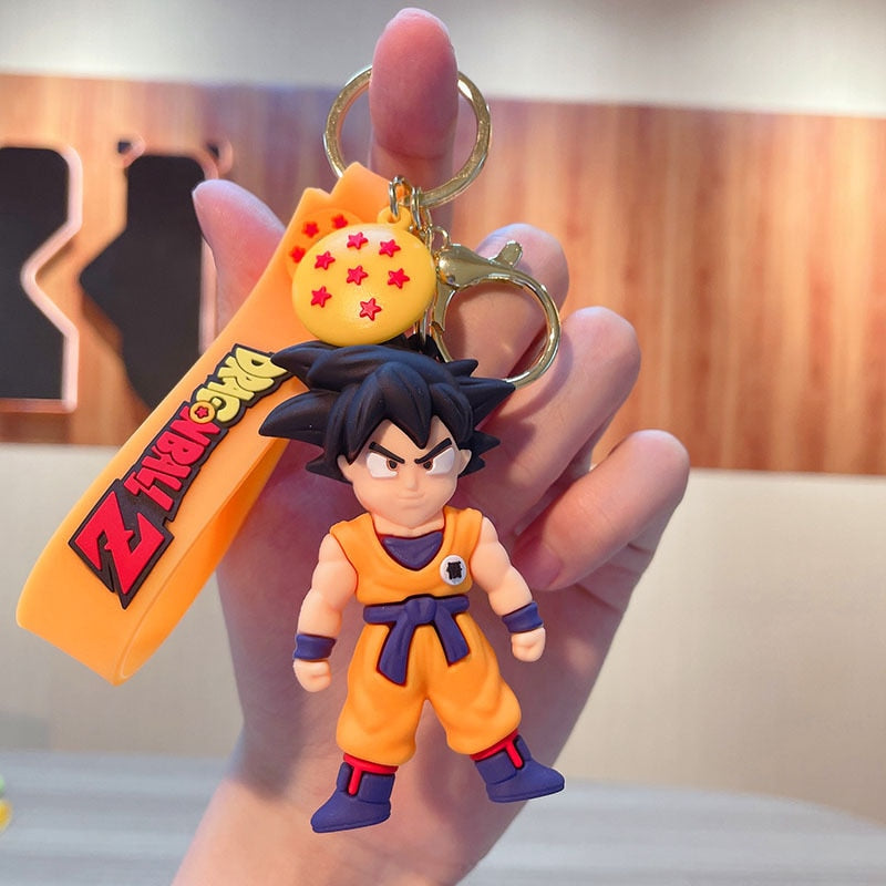 2022 Dragon Ball Z Keychain Anime Figure Trunks Son Goku Silicone Doll School Keychain Pendant Car Keyring Gift Kid Cute Hot